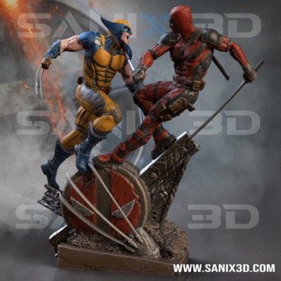 Deadpool & Wolverine · Figura 3D Pintada Resina · Escala 1/10 · 262mm· Fan Art de Sanix3D · Coleccionables · Figurilla · Escultura
