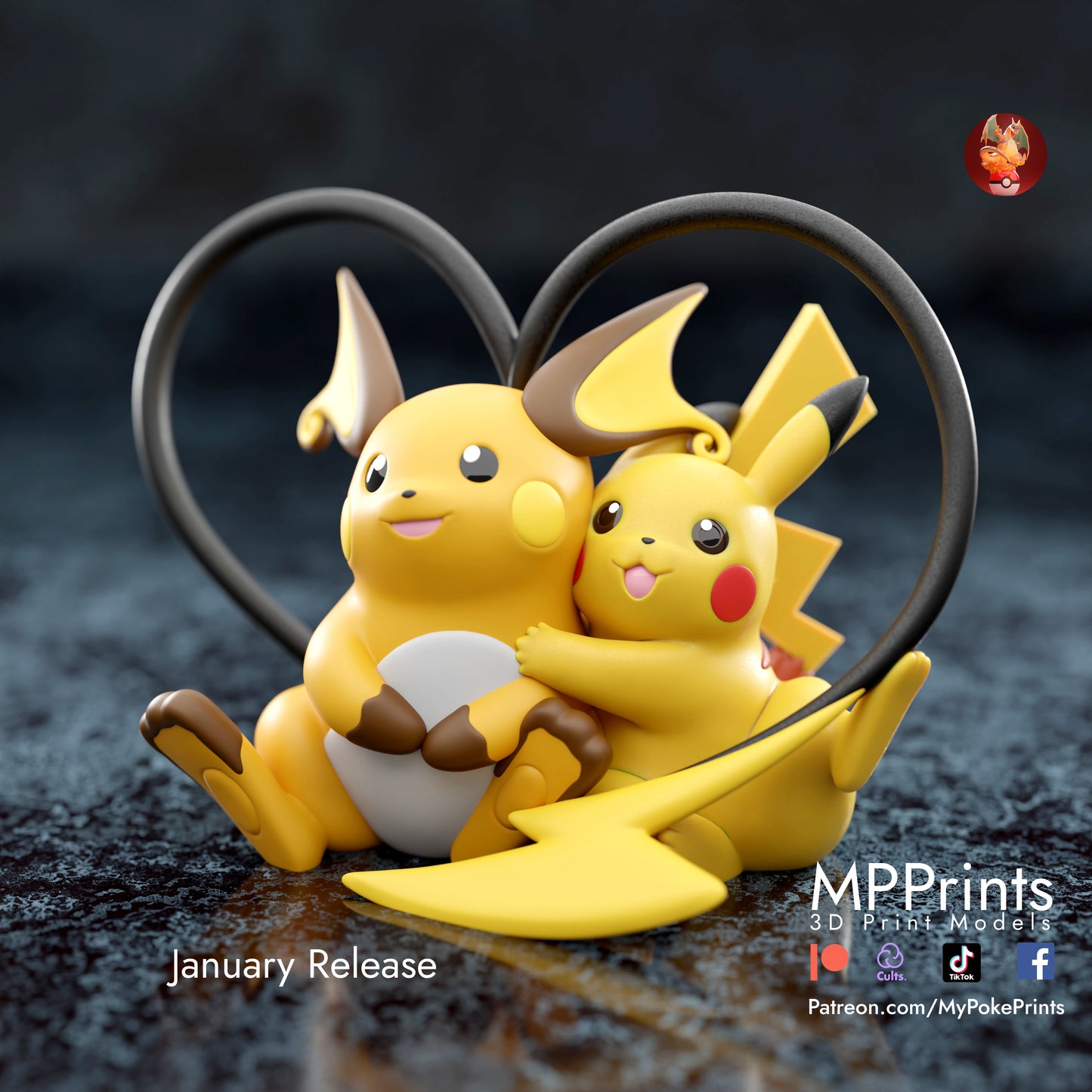 Pack San Valentín · Pikachu y Raichu Corazón · 120mm