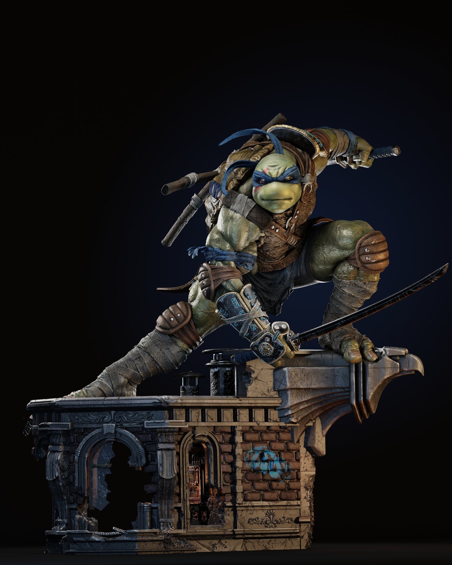 Leonardo - Tortues Ninja - 35 cm - Partie 1 du diorama