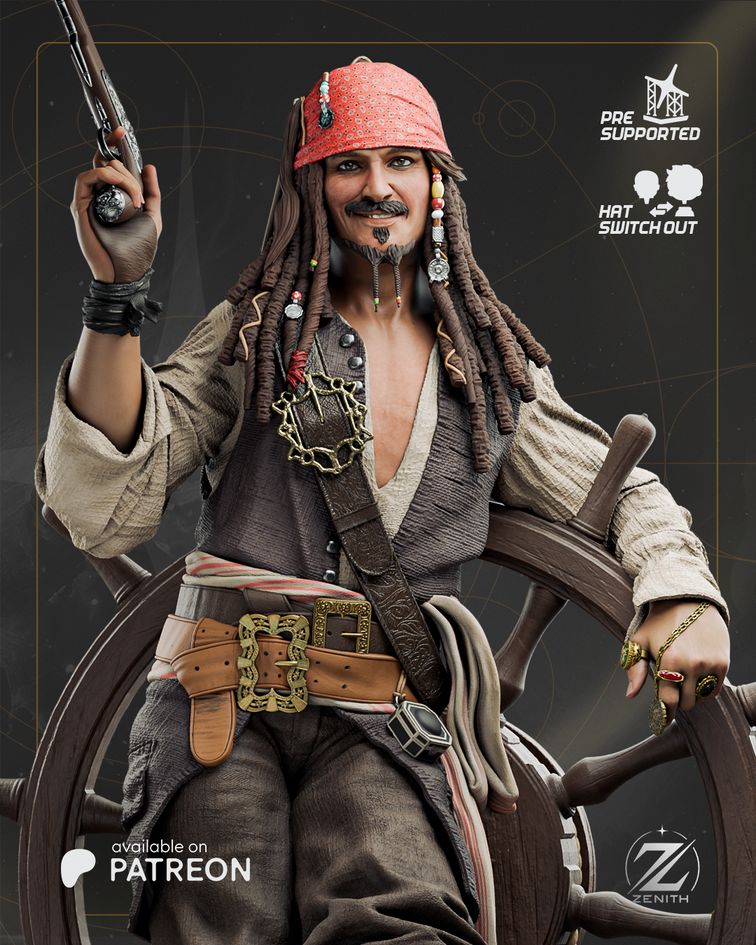 Jack Sparrow - Piratas del Caribe - 345 mm