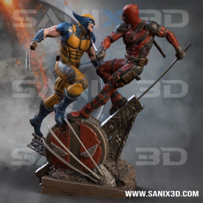 Deadpool &amp; Wolverine · Figurine en résine peinte 3D · Échelle 1/10 · 262 mm · Fan Art Sanix3D · Objets de collection · Figurine · Sculpture