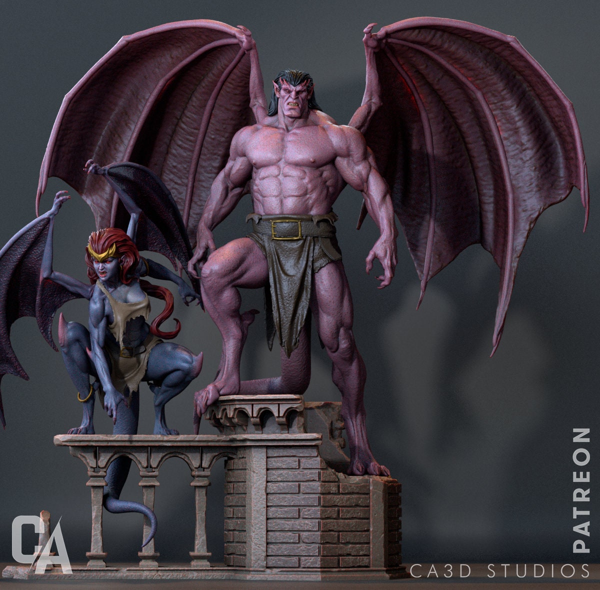 DEMONA et GOLIATH · GARGOUILLES · Diorama à l'échelle 1:9