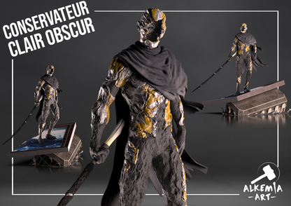 Diorama Clair Obscur - Enfant, Paintresse et Conservatrice - 30cm