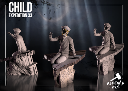 Diorama Clair Obscur - Enfant, Paintresse et Conservatrice - 30cm