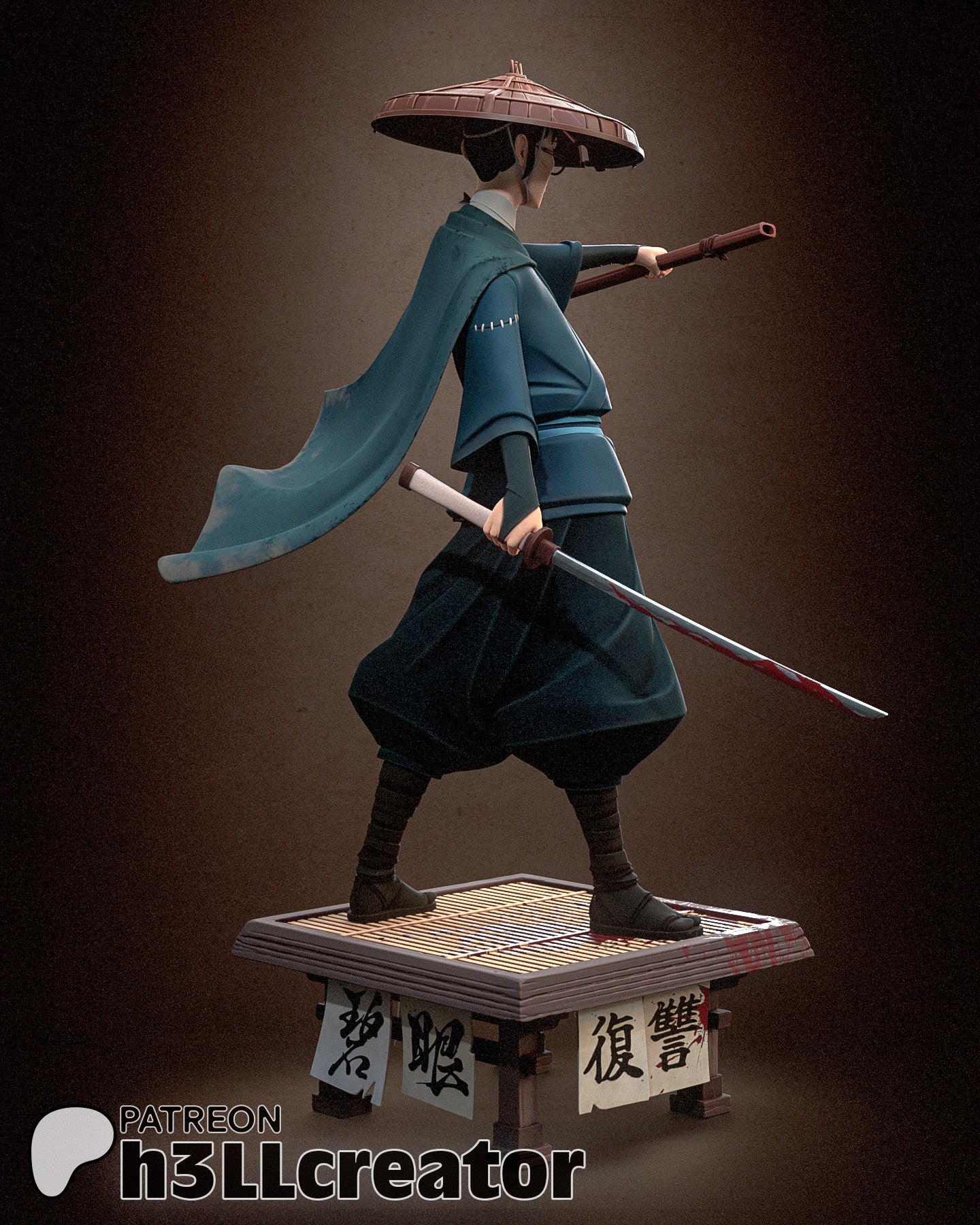 MIZU - Samouraï aux yeux bleus - 36,2 cm