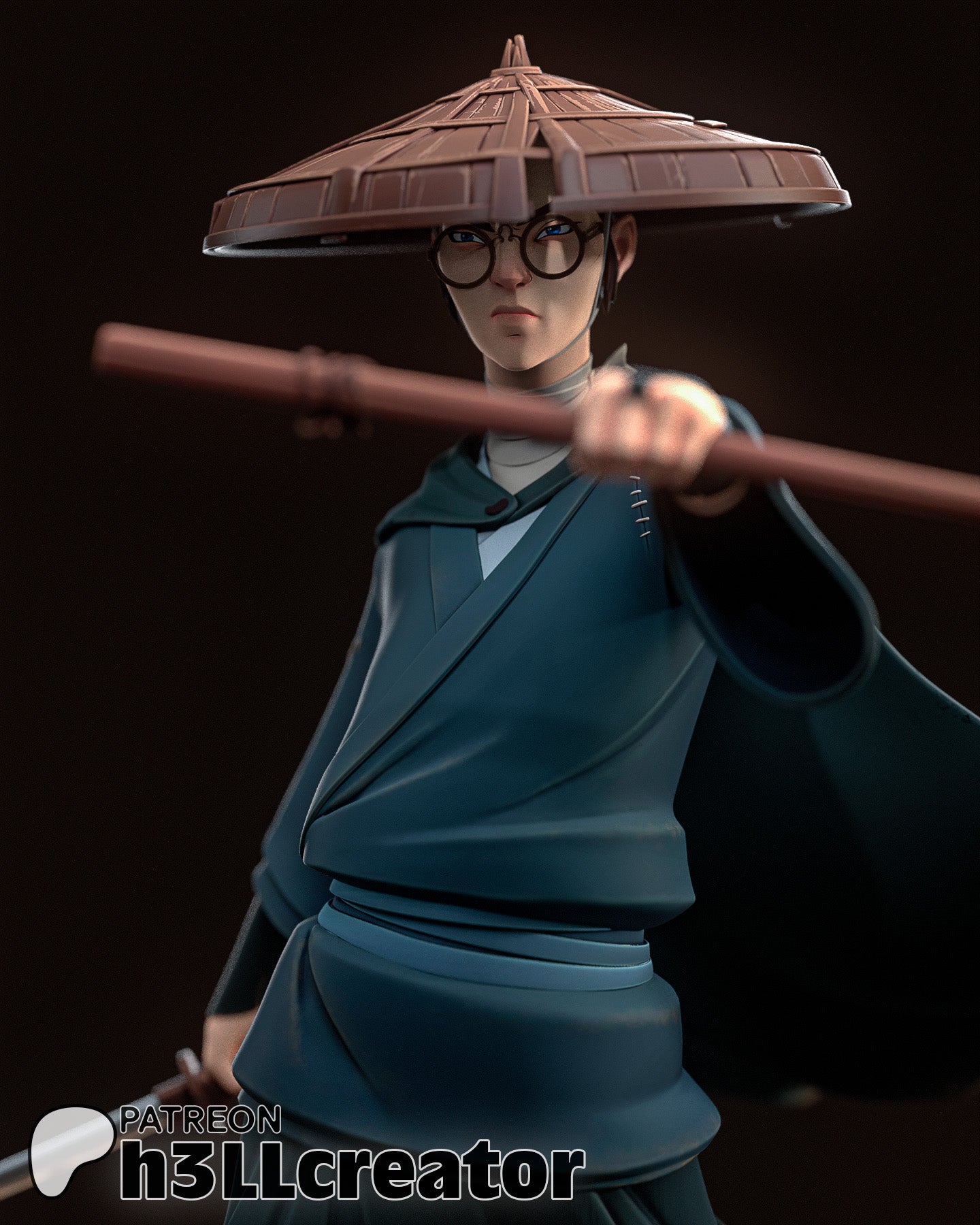 MIZU - Samouraï aux yeux bleus - 36,2 cm