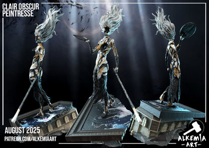 Diorama Clair Obscur - Enfant, Paintresse et Conservatrice - 30cm