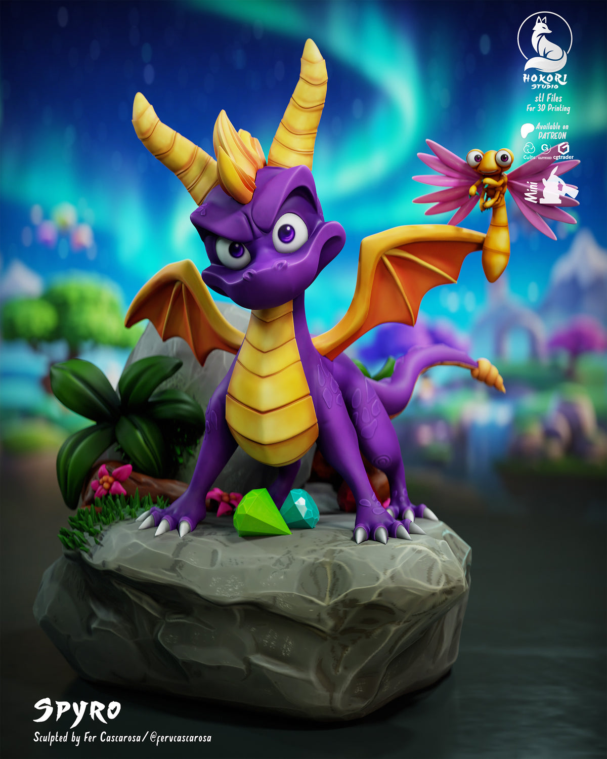 Diorama Crash y Spyro - 3 Figuras en 1