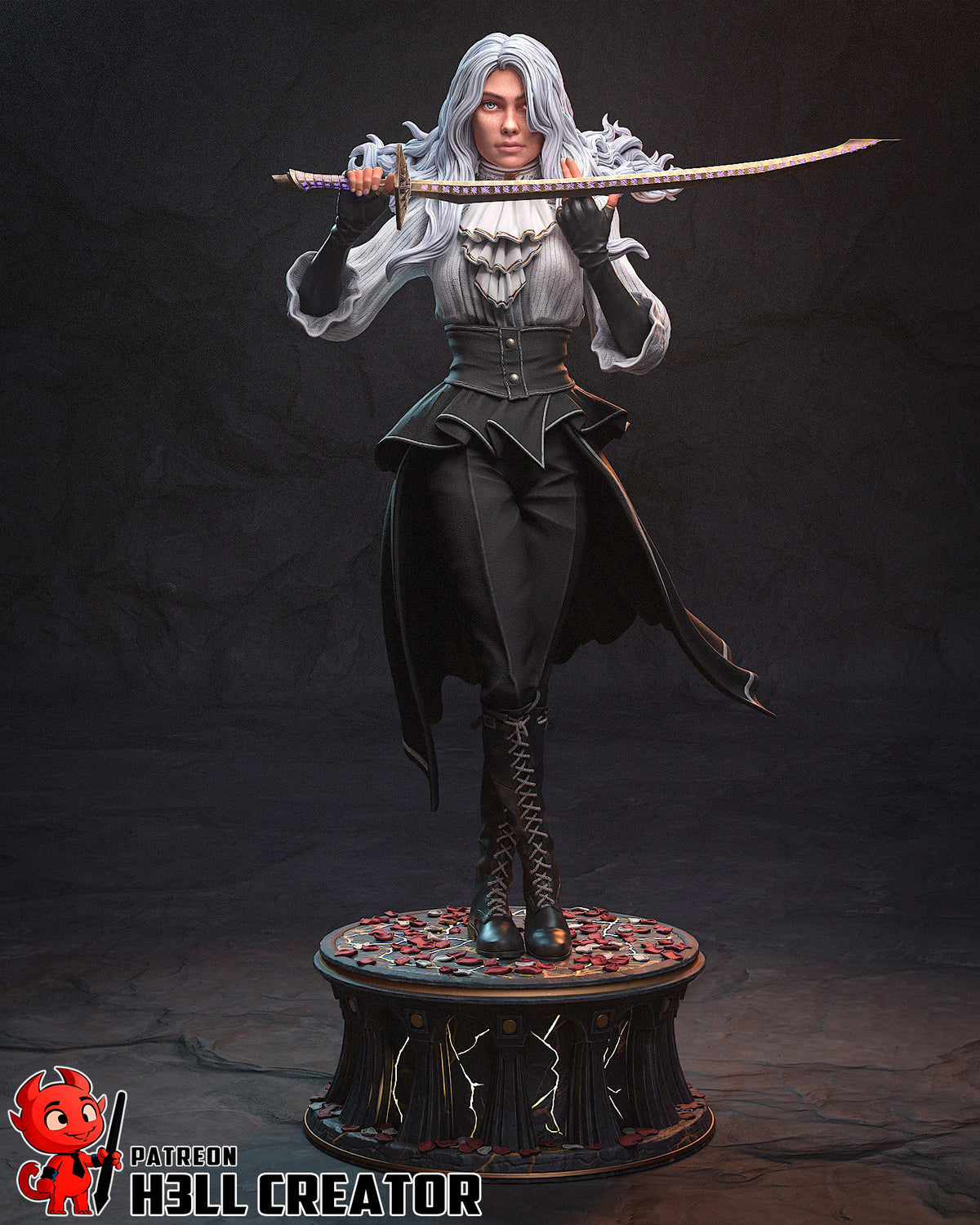 La Duelista del Monolito — vista 2 del modelo en color