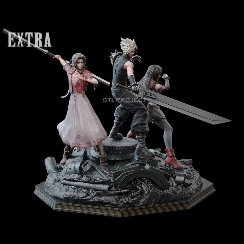 Diorama Final Fantasy VII - Cloud, Aerith et Tifa - 30 cm